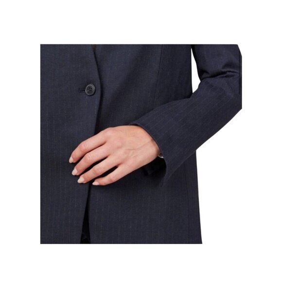 SPANX Navy Pinstripe Perfect Collarless Blazer Size Large NEW with tags - Picture 2 of 6
